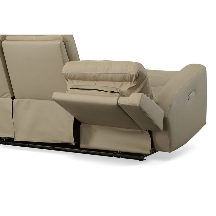 Jarvis Parchment Leather Power Reclining Sofa with Power Headrests