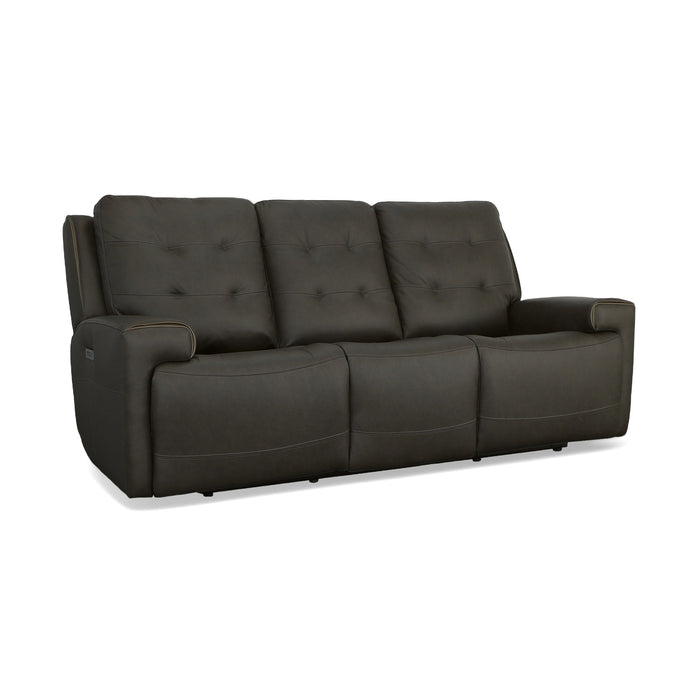 Iris Charcoal Leather Power Reclining Sofa with Power Headrests