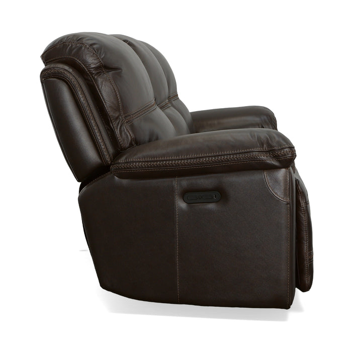 Fenwick Dark Chocolate Leather Power Reclining Sofa with Power Headrests