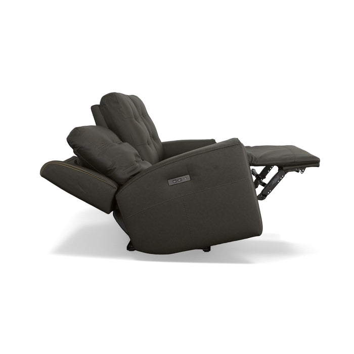 Iris Charcoal Leather Power Reclining Sofa with Power Headrests