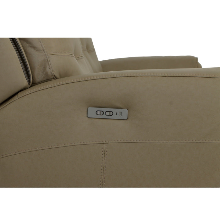 Iris Khaki Leather Power Reclining Sofa with Power Headrests