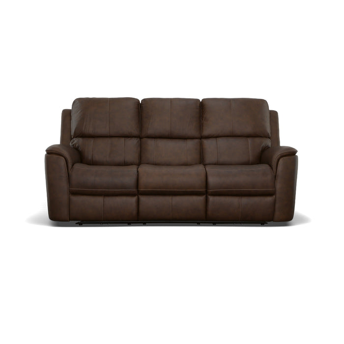 Henry Burnt Umber Leather Power Reclining Sofa with Power Headrests & Lumbar