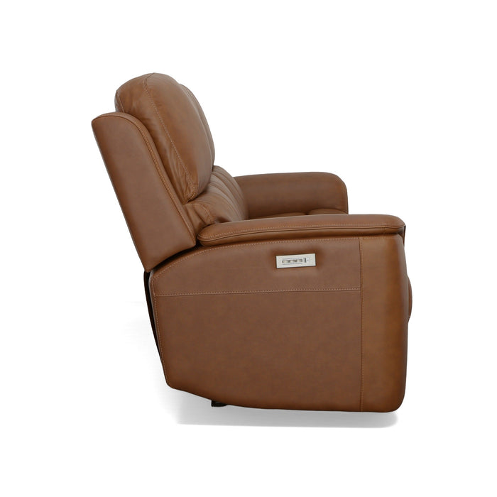 Henry Caramel Leather Power Reclining Sofa with Power Headrests & Lumbar