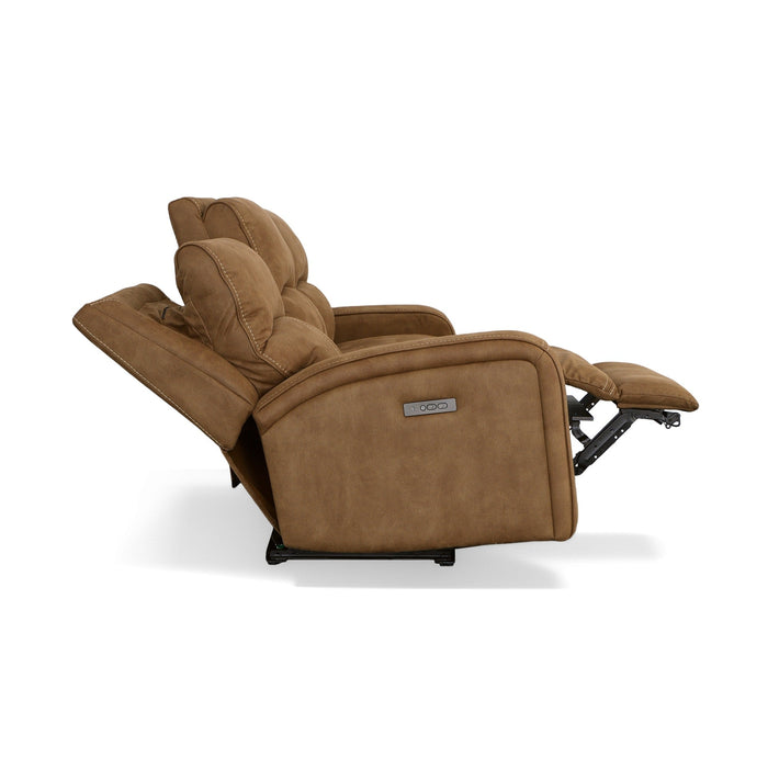 Nirvana Cocoa Fabric Power Reclining Sofa with Power Headrests