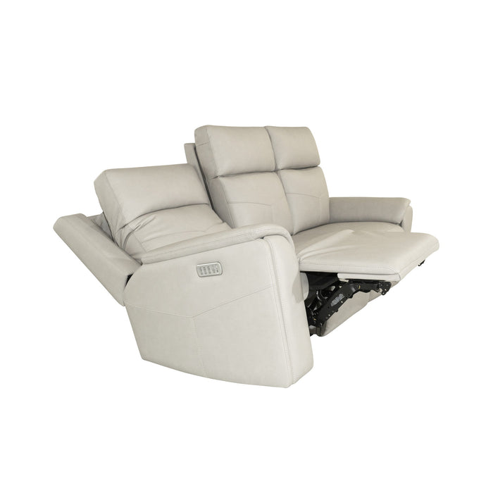 Vernon Dove Grey Fabric Power Reclining Sofa with Power Headrests, Lumbar, Heat & Massage