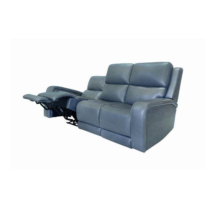 Oasis Storm Leather Power Reclining Sofa with Power Headrests, Lumbar, Heat & Massage