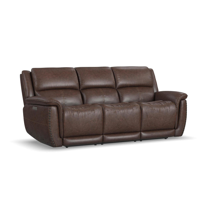 Beau Sable Fabric Power Reclining Sofa with Power Headrests