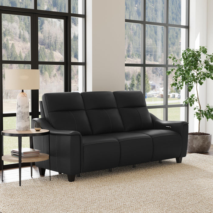 Walter Coal Leather Power Reclining Sofa with Power Headrests