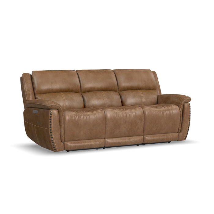 Beau Silt Fabric Power Reclining Sofa with Power Headrests