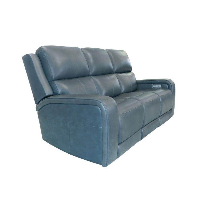 Oasis Storm Leather Power Reclining Sofa with Power Headrests, Lumbar, Heat & Massage