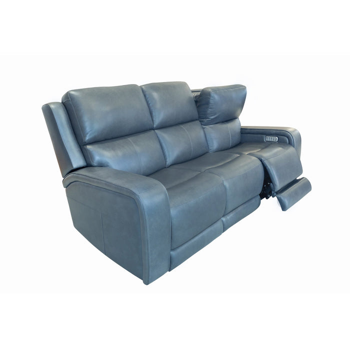 Oasis Storm Leather Power Reclining Sofa with Power Headrests, Lumbar, Heat & Massage