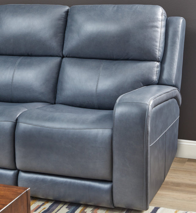 Oasis Storm Leather Power Reclining Sofa with Power Headrests, Lumbar, Heat & Massage