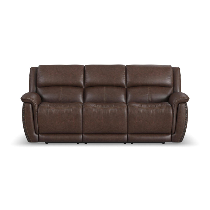 Beau Sable Fabric Power Reclining Sofa with Power Headrests