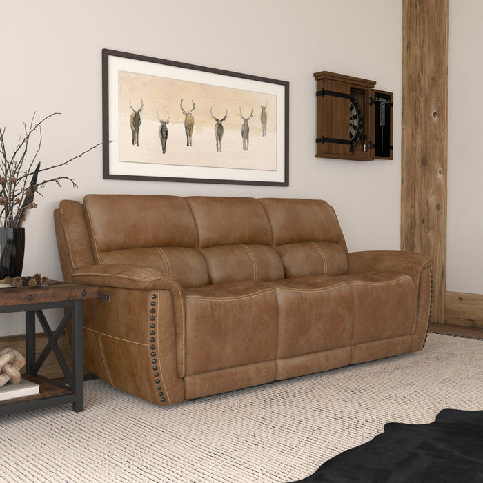 Beau Silt Fabric Power Reclining Sofa with Power Headrests