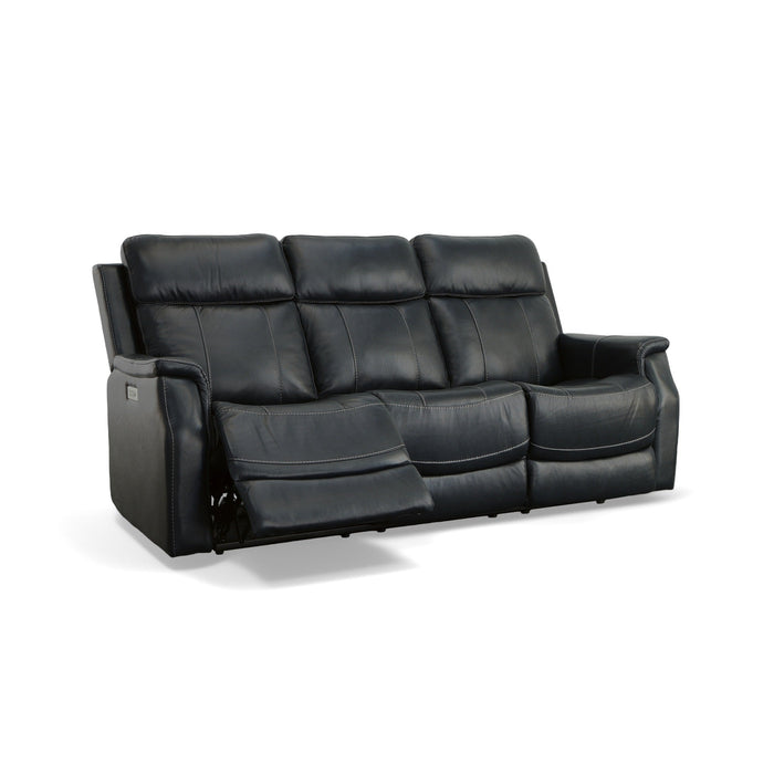 Easton Ocean Leather Power Reclining Sofa with Power Headrests & Lumbar