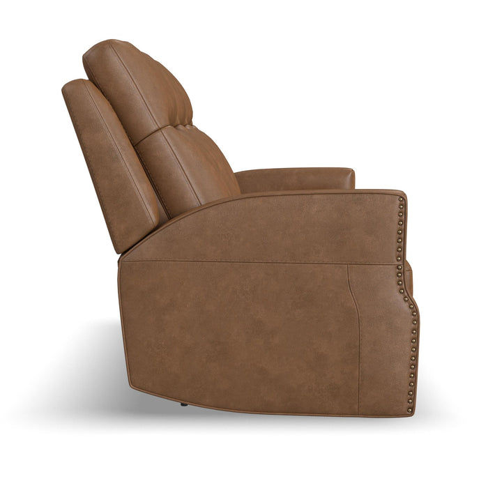 Maxwell Cedar Leather Power Reclining Sofa with Power Headrests and Lumbar