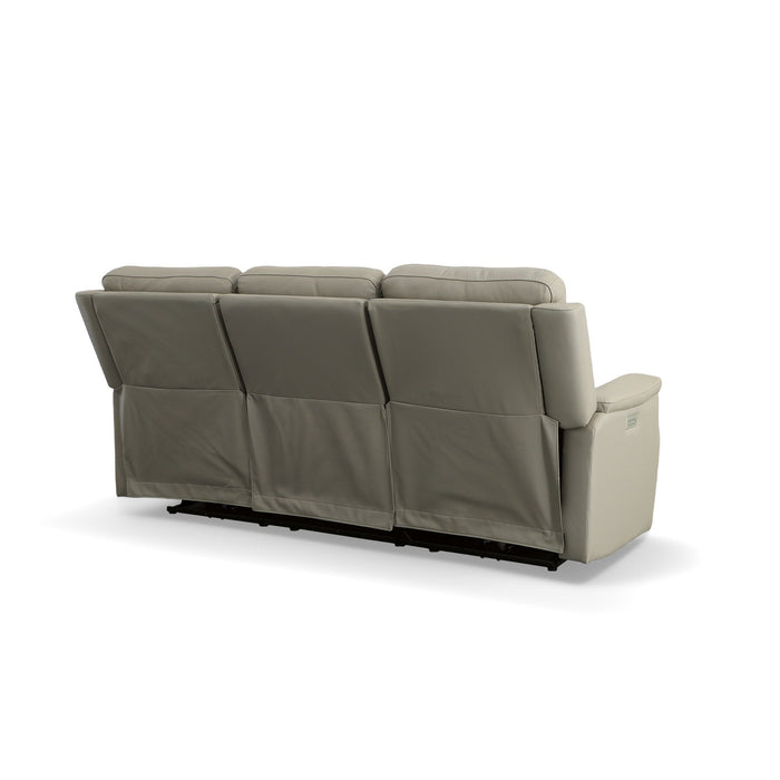 Easton Dove Leather Power Reclining Sofa with Power Headrests & Lumbar