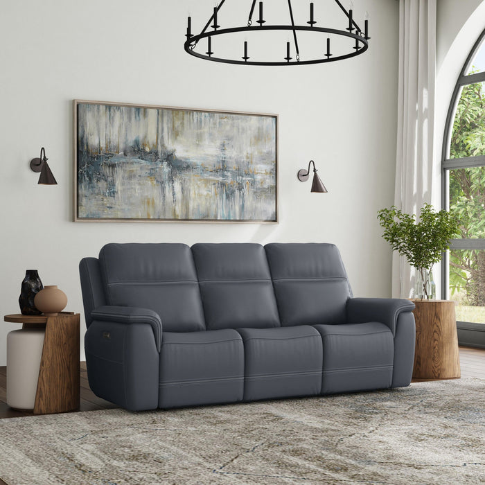 Sawyer Marine Leather Power Reclining Sofa with Power Headrests & Lumbar