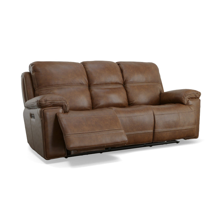 Fenwick Cognac Leather Power Reclining Sofa with Power Headrests