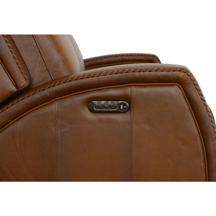 Mustang Rust Leather Power Sofa with Power Headrest