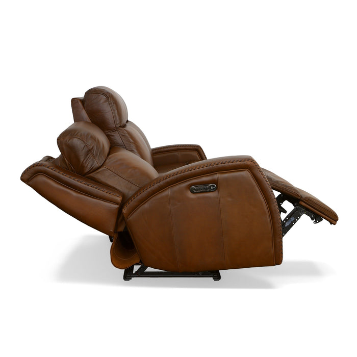 Mustang Rust Leather Power Sofa with Power Headrest