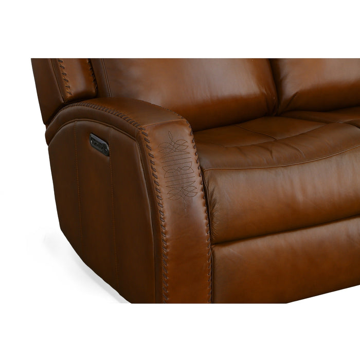 Mustang Rust Leather Power Loveseat with Power Headrest