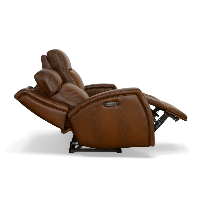 Mustang Rust Leather Power Loveseat with Power Headrest