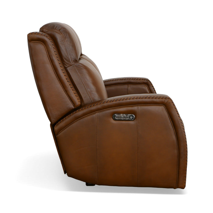 Mustang Rust Leather Power Loveseat with Power Headrest