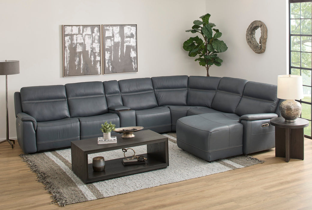 Sawyer Leather Power Reclining Sectional with Power Headrests & Lumbar