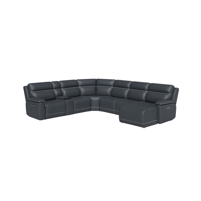 Sawyer Leather Power Reclining Sectional with Power Headrests & Lumbar