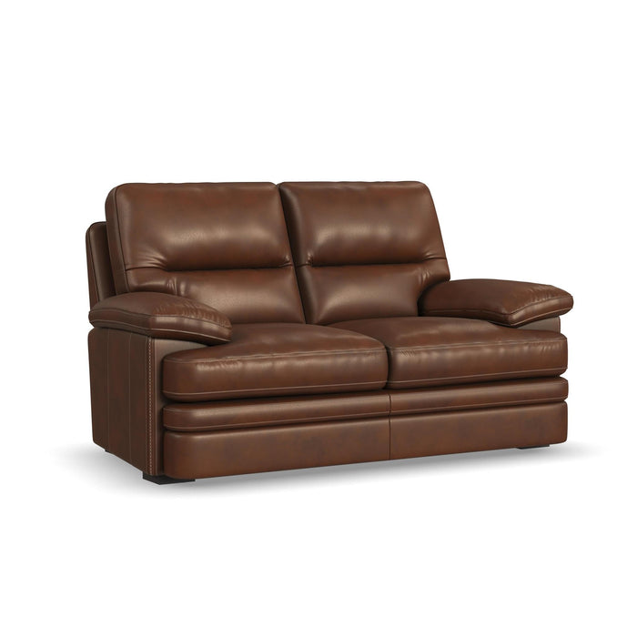 David Pecan Leather Loveseat