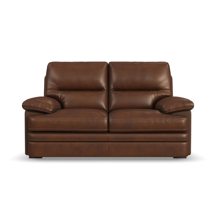 David Pecan Leather Loveseat