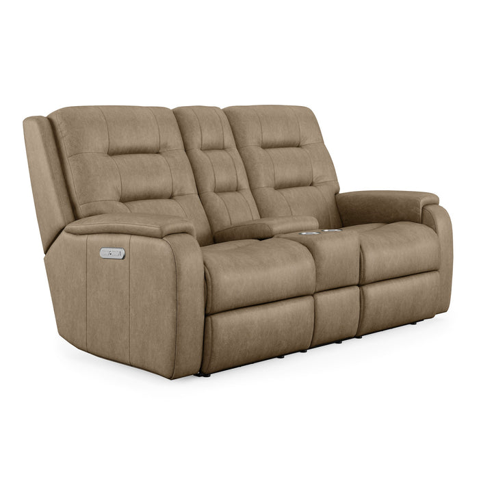 Arlo Leather Power Reclining Loveseat with Console & Power Headrests