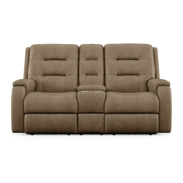 Arlo Leather Power Reclining Loveseat with Console & Power Headrests