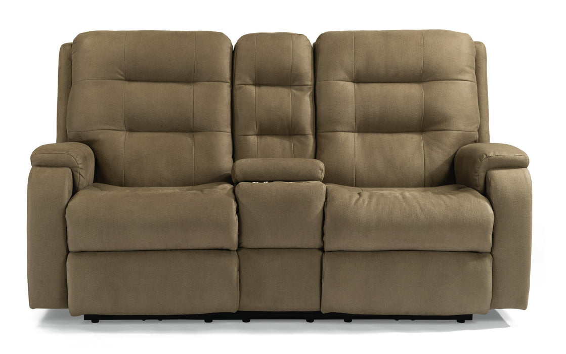 Arlo Fabric Power Reclining Loveseat with Console & Power Headrests