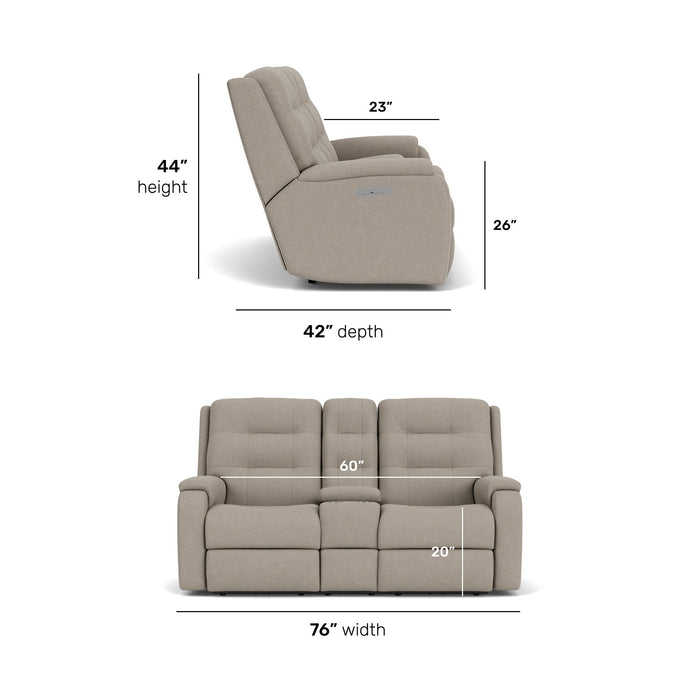 Arlo Fabric Power Reclining Loveseat with Console & Power Headrests & Lumbar