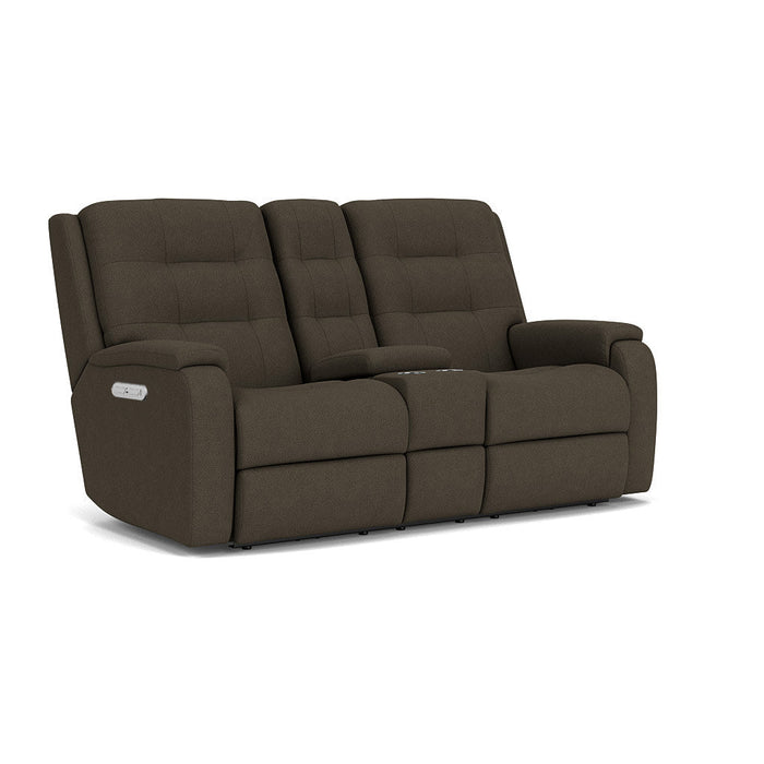 Arlo Fabric Power Reclining Loveseat with Console & Power Headrests