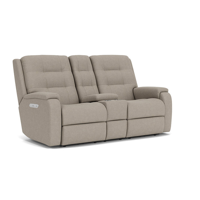 Arlo Fabric Power Reclining Loveseat with Console & Power Headrests & Lumbar