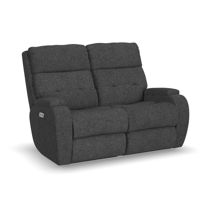 Strait Fabric Power Reclining Loveseat with Power Headrests