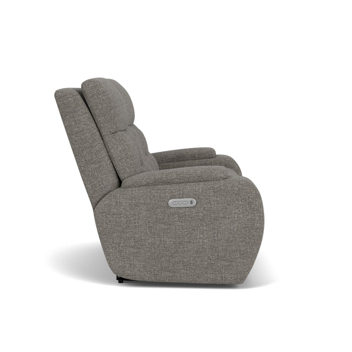 Strait Fabric Power Reclining Loveseat with Power Headrests