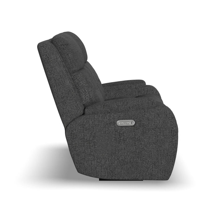 Strait Fabric Power Reclining Loveseat with Power Headrests