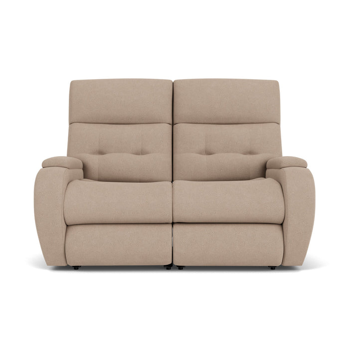 Strait Fabric Power Reclining Loveseat with Power Headrests