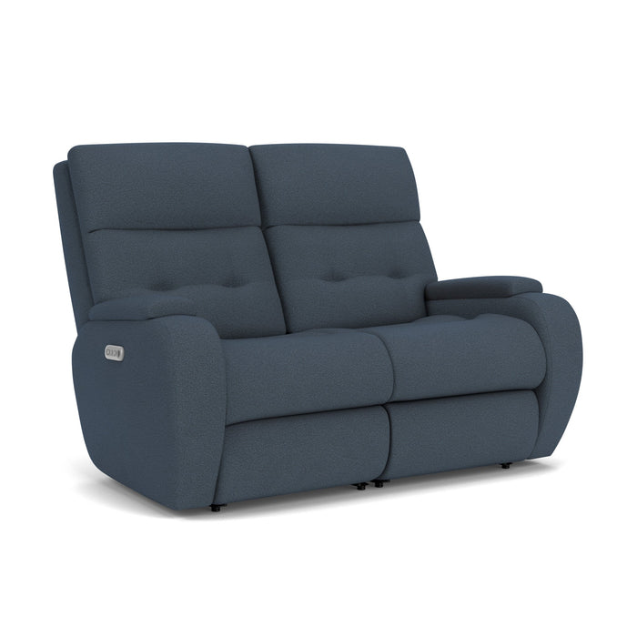 Strait Fabric Power Reclining Loveseat with Power Headrests