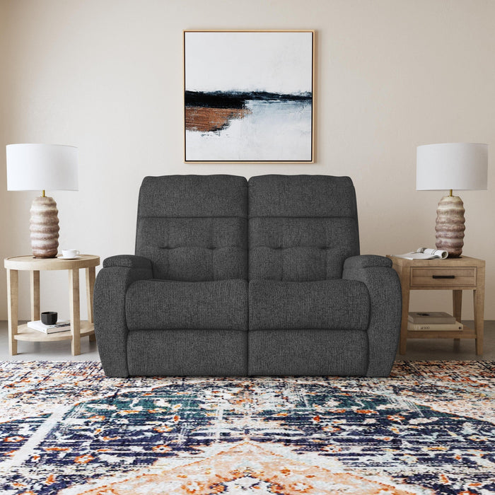 Strait Fabric Power Reclining Loveseat with Power Headrests