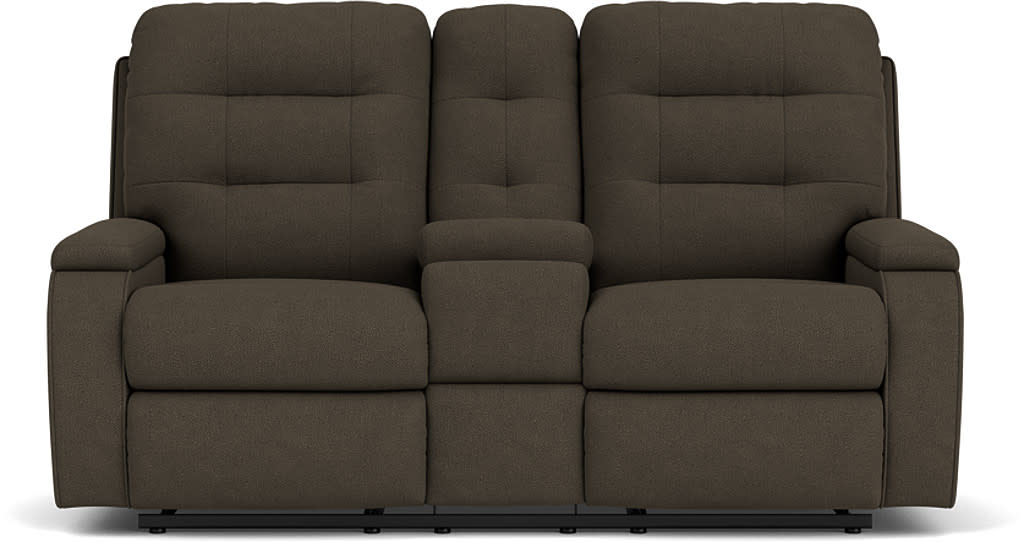 Kerrie Fabric Reclining Loveseat with Console