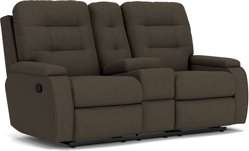 Kerrie Fabric Reclining Loveseat with Console