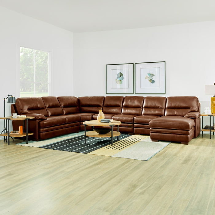 David Pecan Leather Sectional