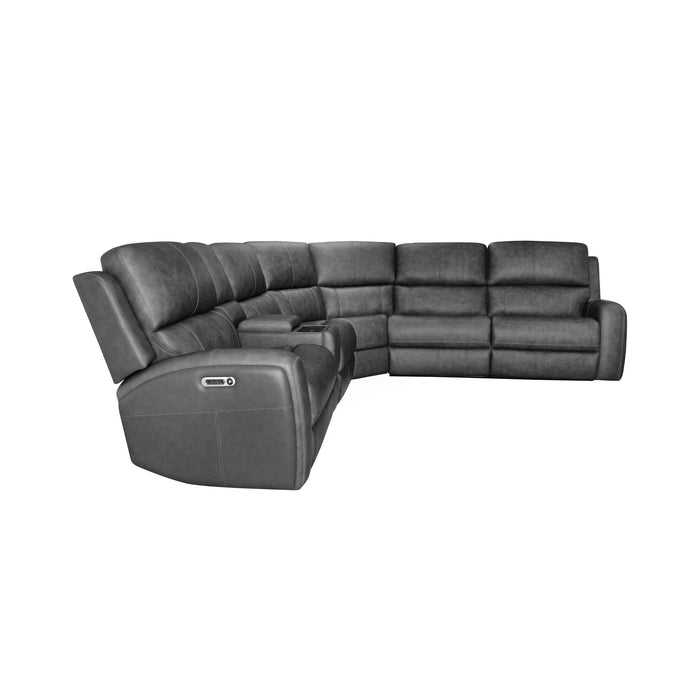 Linden Leather Power Reclining Sectional with Power Headrests & Lumbar