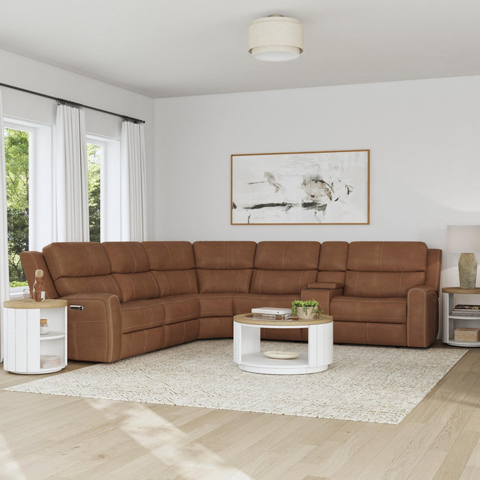 Linden Leather Power Reclining Sectional with Power Headrests & Lumbar