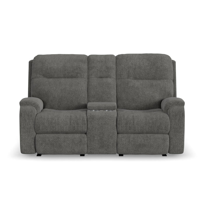 Penn Fabric Power Reclining Loveseat with Console & Power Headrests & Lumbar